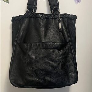 Cole Haan Black Braided-Trim Leather Tote